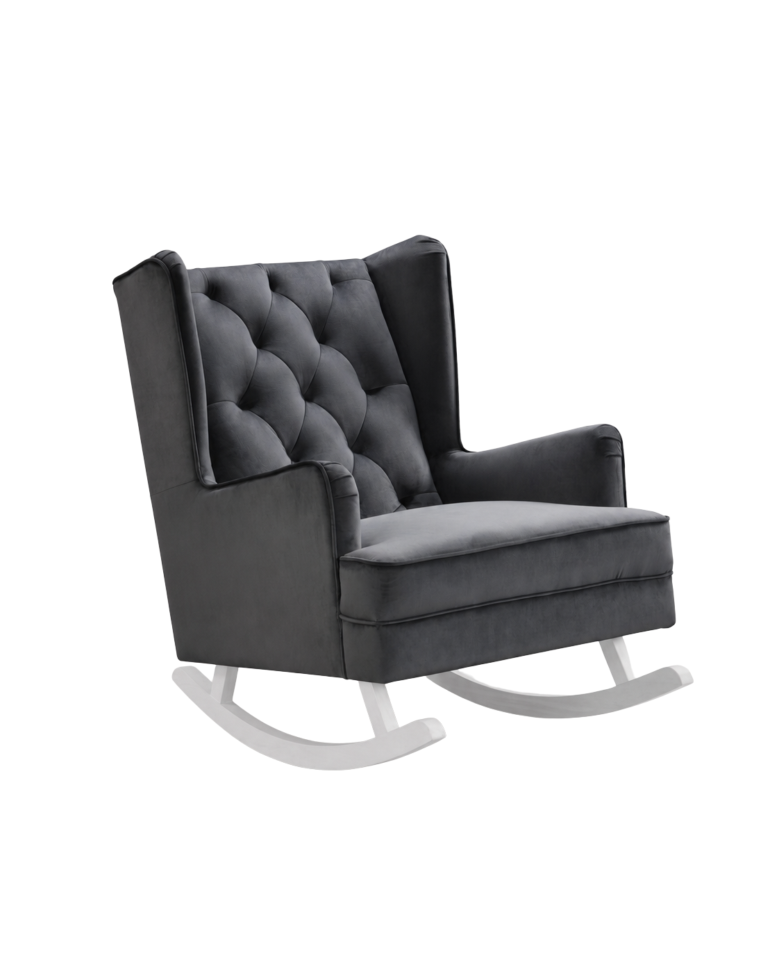 Breeze Grey convertible rocking chair and accent chair with tufted backrest
