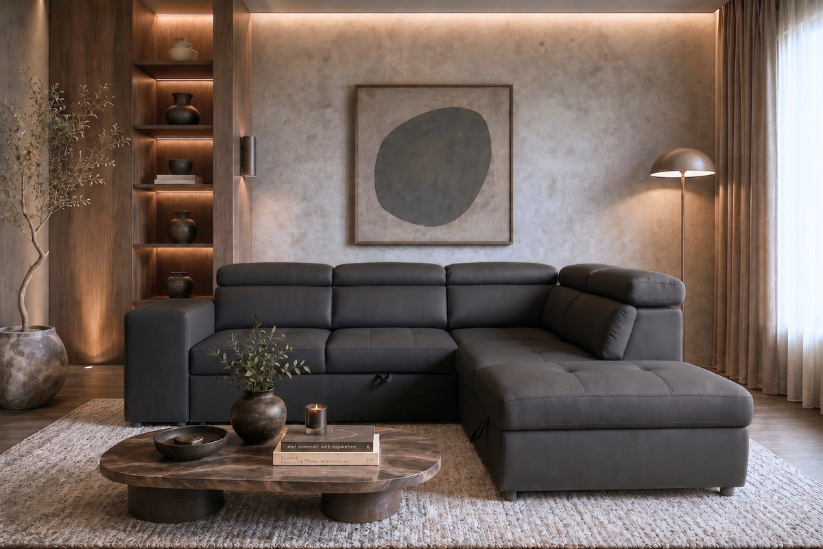 Luna Sofa Bed with Storage ChaiseCorner Sofa